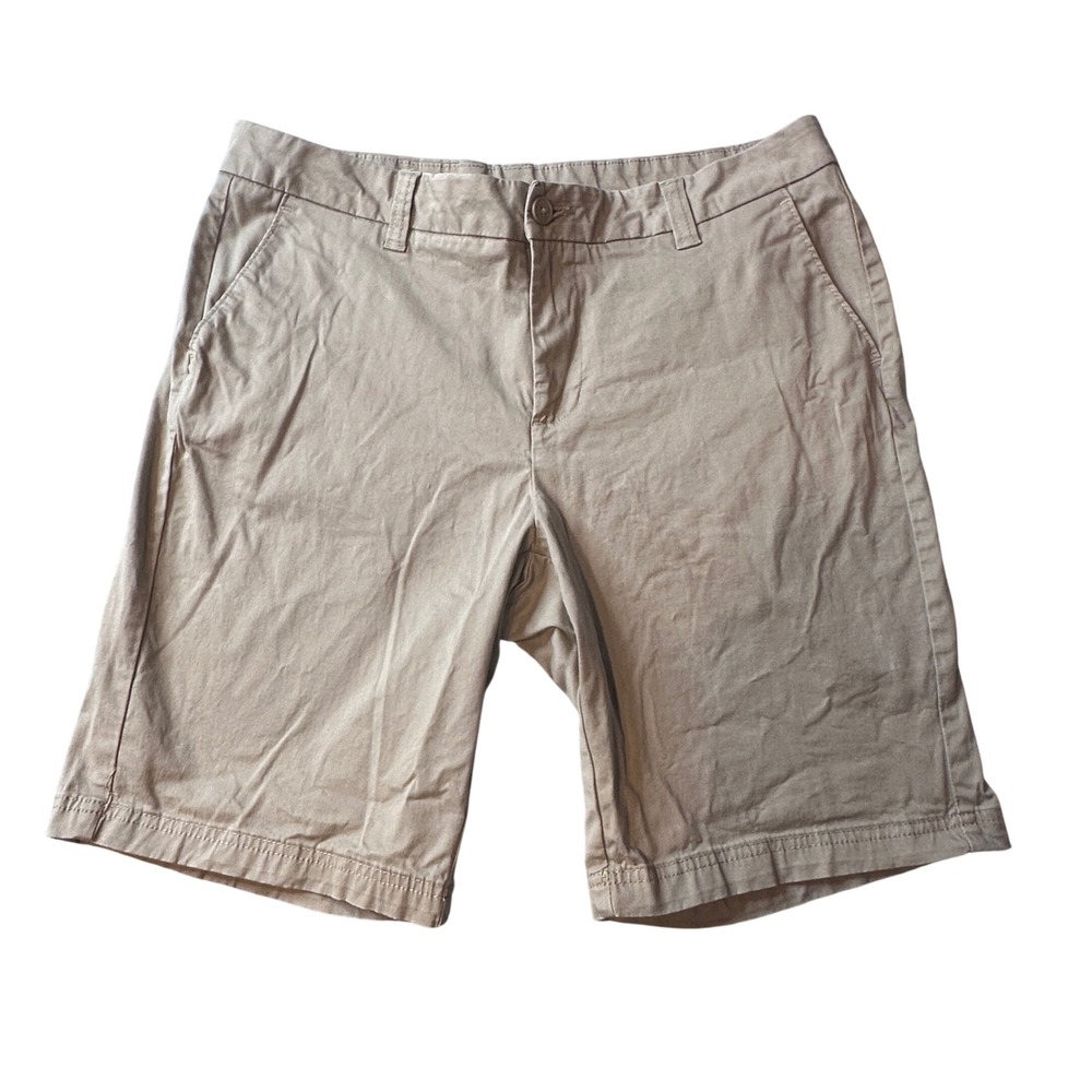 Magellan Outdoors Shorts Womens 12 Khaki Chino Flat Front Stretch Hiking‎ Casual